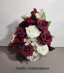 Burgundy Ivory Rose Eucalyptus Faux Foam Bridal Wedding Bouquet Accessories