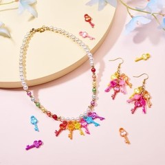 Pandahall 100pcs Mini Acrylic Skeleton Key Charms Pendants Mixed AB Color