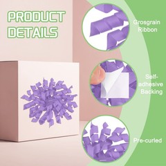 6 Pcs 4 Inch Grosgrain Curly Bows for Gift Wrapping Self-Adhesive Ribbon Purple