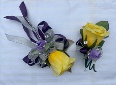 Wrist Corsage Purple Lavender Silver Yellow Wedding Dance Homecoming Flowers