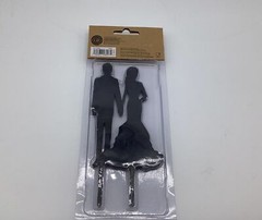 Bride & Groom Silhouette Cake Topper Black Topper Wedding Cake 7 Inches Unused