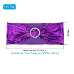 50Pcs 14″x5″ Stretch Chair Sashes Bows Chair Bands Sash with Buckle, Purple