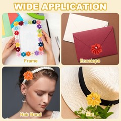 100 Pcs Ribbon Flowers, 1.2 in Fabric Flowers with Rhinestones Yellow