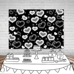 7x5ft Black Heart Backdrop 90s Backdrops for Photoshoot Valentines Decor Bann…