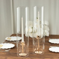 2 CLEAR 20″ Cylinder Glass Hurricane CANDLE HOLDER SHADES Party Home Decorations