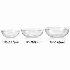 Lillian Collection Stunning Clear Plastic Round Hammered Bowl -2″ 12 inches 1