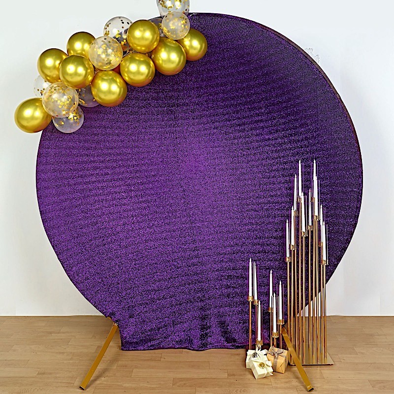 PURPLE 7.5 ft Metallic Spandex STAND COVER Wedding Decorations Party Events