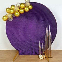 PURPLE 7.5 ft Metallic Spandex STAND COVER Wedding Decorations Party Events