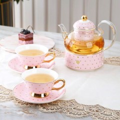 Bone China Coffee Cup Afternoon Tea Red Tea Cup Saucer Glass Water Stove Base