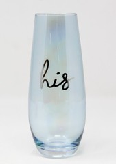 His and Hers Pink & Blue Stemless Champagne Wine Glasses for Wedding/Engagement