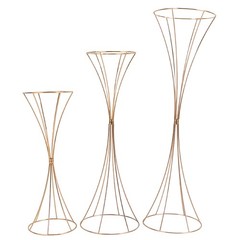 3 pcs Gold Wedding Table Hourglass-shaped Flower Stand For Anniversary Ceremony