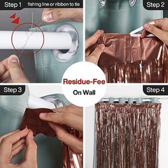 Foil Curtain 2 pcs, 3.3×6.6 ft Metallic Brown Tinsel Curtains, Brown-9012