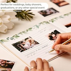 Gold Foil Greenery Wedding Guest Book 7 x 9 inches | Pen & Table Sign | Resgi…
