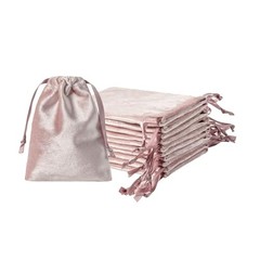 12pcs Velvet Drawstring Bags 3×4 Inches – Glossy Small Velvet – Rose Pink