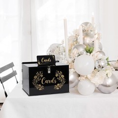 Black Acrylic Wedding Card Box Card Boxes with Lock and Card Sign, Gift Card Box