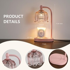 MEIXISUE Pink Candle Warmer Lamp with 4.7 x 7 x 11.81 inches, flower