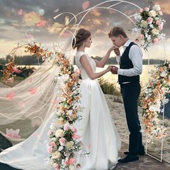 7.8Ft Arch Metal Garden Wedding Arch Garden Arbor Trellis For Climbing Plants