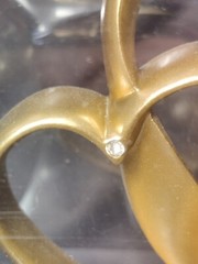 His & Hers Wedding Cake Topper Gold 2 Double Intwined Hearts w/ Crystal Accents
