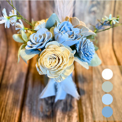 Sola Wood Dusty Blue Wedding Floral Table Centerpieces Set of 3 Mason Jar Decor