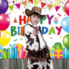 7 x 5 FT Happy Birthday Backdrop – Colorful Birthday Banner Wall Hanging, Fun…