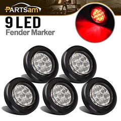 5x 2″ LED Marker Light Cab Panel Light 9 Diodes Sealed Round Clear/Red w