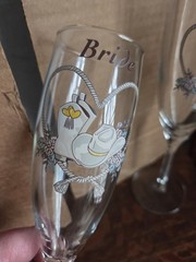 Vintage Wedding Star Western Cowboy Champagne Toasting Flutes Boots Hat Country