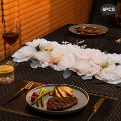 6* Dining Table Flower Centerpieces Silk Champagne Rose Flower Arrangement Deco