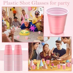 30 Pcs Disposable 2oz Shot Glasses Plastic Cups for Wedding – Light Pink