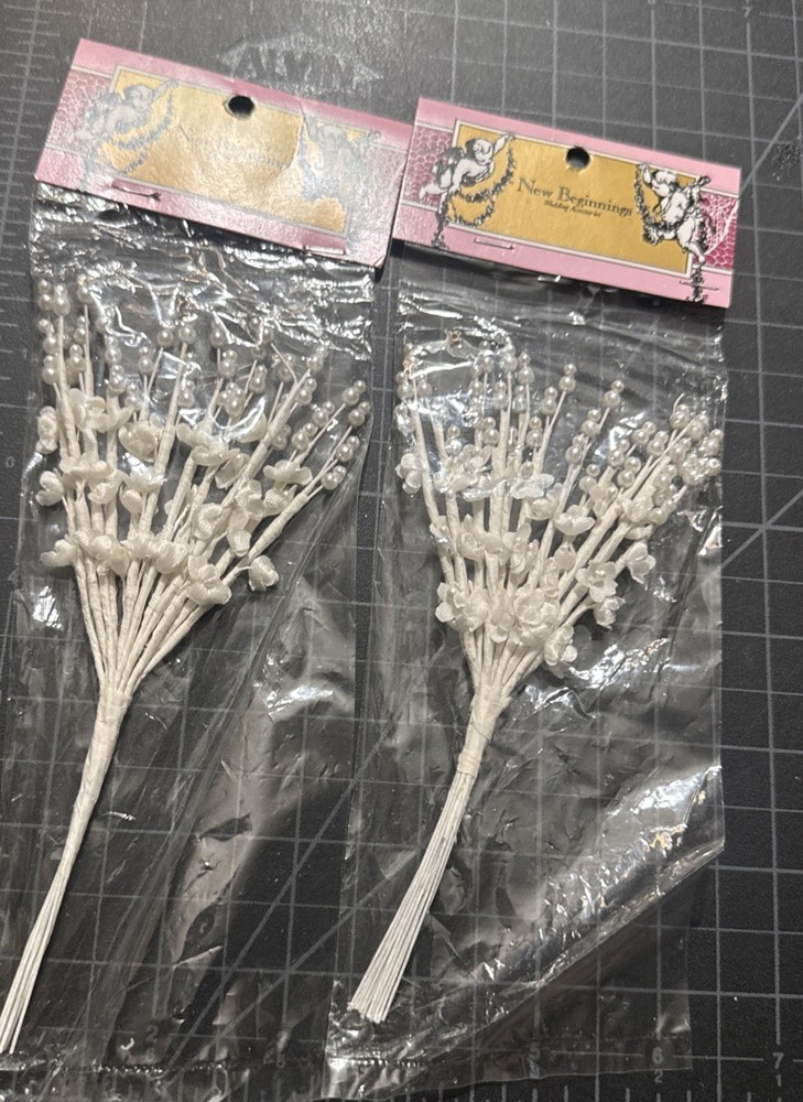 NEW BEGINNINGS WEDDING ACCESSORIES FLOWERS With Faux Pearls 2 New Packages