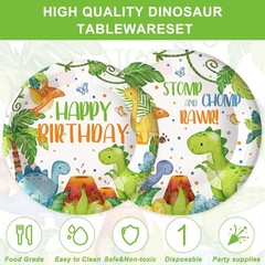 120PCS Dinosaur Party Supplies for Boys Girls 1st Kids First Birthday Party W…