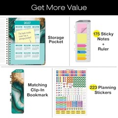 HARDCOVER Academic Year 2026-2027 Planner: 14 8.5″ x 11″ Teal Gold Marble