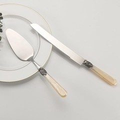 CATHYLIN Wedding Cake Knife & Server Set, Italian Style, 2 pcs, Yellow