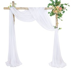 MoKoHouse Wedding Arch Draping Fabric Decorations: 1 Panel White Sheer Curtai…