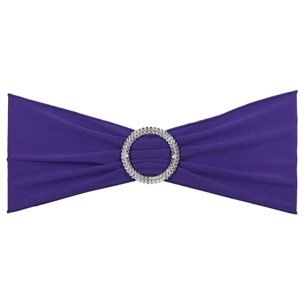 10Pcs 14″x5″ Stretch Chair Sashes Bows Chair Bands Sash with Buckle Dark Purple