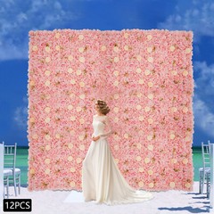12pcs Flower Wall Panel Artificial Flower Wall Background Silk Rose Wedding
