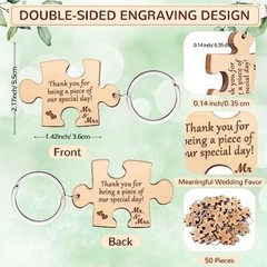 Wedding Favors for Guests Bulk Include Rustic Wood Puzzle 50 Natural Wood