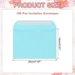 100 Pcs Self Sealing Envelopes 7.8×5.5 Inch for Invitations A7 Light Blue