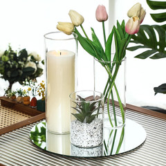 Elegant Round Glass Mirror Trays & Vases Set for Wedding & Party Centerpieces