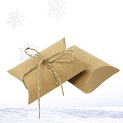 100Pcs Kraft Paper Pillow Wedding Favor Boxes for Candy Packing Gift Boxes Khaki