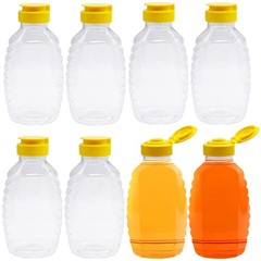 Qinsihwn 8 Pack 16oz Clear Plastic Honey 8 PCS Bottles