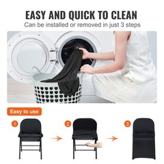 VEVOR 50PCS Black Stretch Spandex Folding Chair Covers for Wedding Party Dining