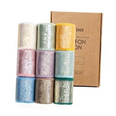 Multicolour Silk Chiffon Ribbon,Frayed Shimmery Silk Ribbon Multicolour Set