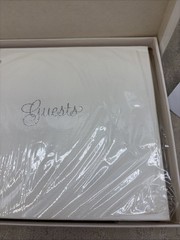 CR Gibson Wedding Guest Book Embossed White with Silver Script New In Plastic