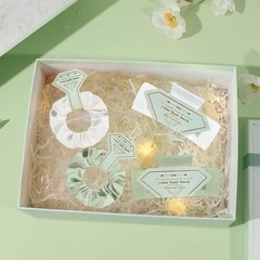 Bridesmaid Proposal Gifts 6pcs Hair Claw Clips & 6pcs Satin Hair 12pcs White