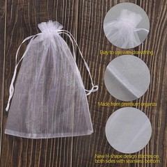 50PCS 6×9 White Organza Gift Bags Drawstring Sheer Mesh Jewelry Wedding Favor
