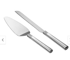 Waterford Lismore Diamond Silver Cake Knife and Server Set. New!! Wedding!