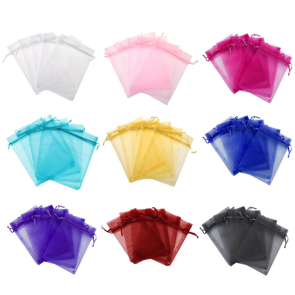 100/200pcs Organza Wedding Party Favor Gift Sheer Candy Bag Jewelry Pouches 3×4″
