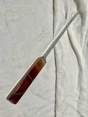 12-3/4” Long Wedding Cake Knife w Banded Carnelian Agate Handle Red/Orange