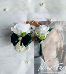 Corsage and Boutonniere Set for Wedding Prom Artificial Flower Corsage Wristlet