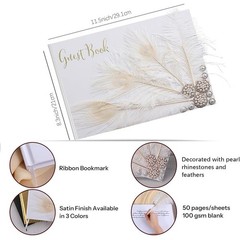 Peacock Ostrich Feather Wedding Guestbook Bling Pen Memories Album Sign In New